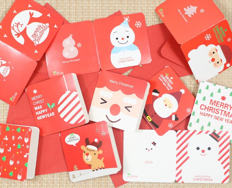 Rayker 24 Pack RQKER Mini Christmas Greeting Cards & Envelopes, Cute Stweety Small Size 3"x 3" Merry Christmas Greeting Cards Festival Color Pattren 2 (Pack of 24) - Image 2